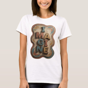 Fresh Blue IMAGINE Graphic Design T-Shirt