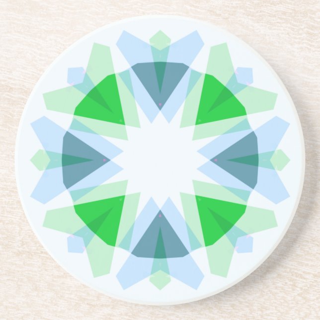Fresh Blue Pretty Green Star Dopamine Decor Kitsch Coaster (Front)