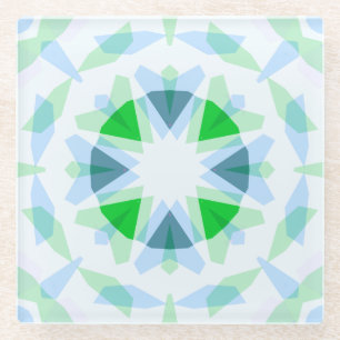 Fresh Blue Pretty Green Star Dopamine Decor Kitsch Glass Coaster