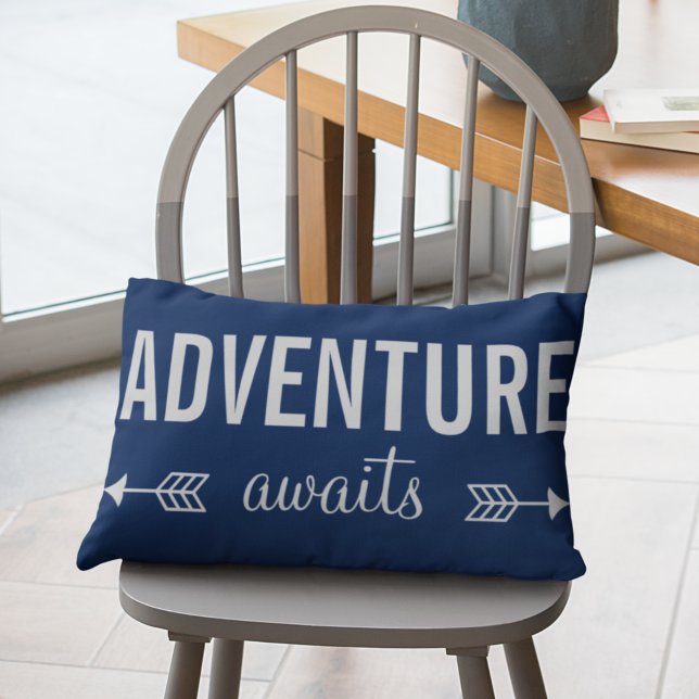 Fresh Blue Typography Adventure Seeker Decorative Cushion (Creator Uploaded)