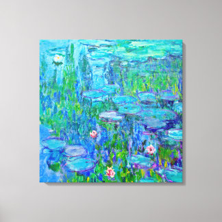 Fresh Blue Water Lily Pond Monet Fine Art Canvas Print