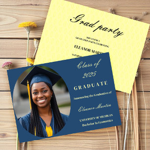 Fresh Blue Yellow Elegant Photo Invitation