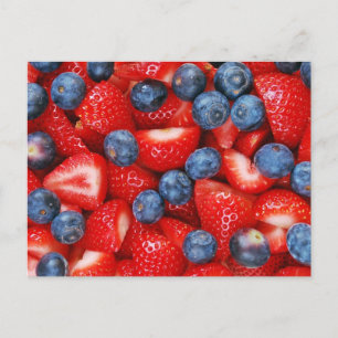 Fresh blueberries and strawberries postcard
