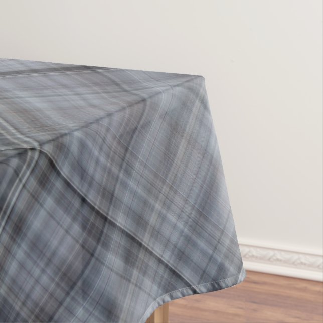 Fresh Blueberries Navy Blue Plaid Tablecloth (In Situ)