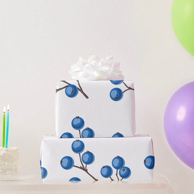 Fresh Blueberries On A Branch Wrapping Paper (Creator Uploaded)