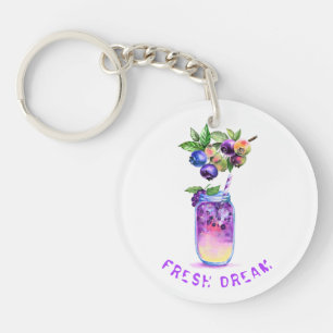 Fresh Blueberry Drink Keychain - Custom Text