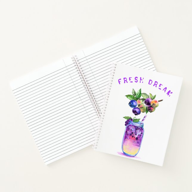 Fresh Blueberry Drink Notebook - Custom Text (Inside)
