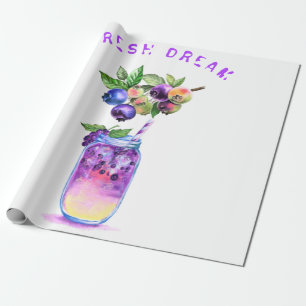 Fresh Blueberry Drink Wrapping Paper - Custom Text