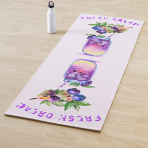 Fresh Blueberry Drink Yoga Mat with Custom Text