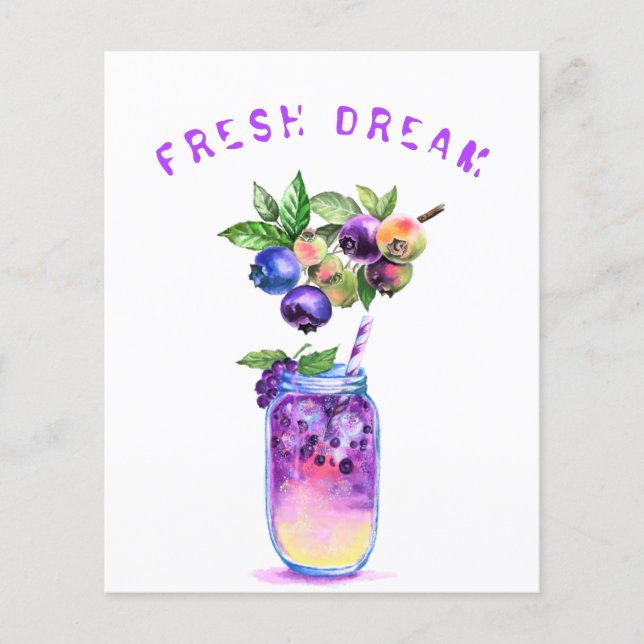 Fresh Blueberry Juice Cool Drink - Summer Cocktail Flyer (Front)