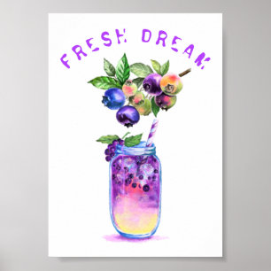 Fresh Blueberry Juice Cool Drink - Summer Cocktail Poster