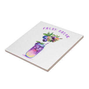 Fresh Blueberry Juice Cool Drink - Summer Cocktail Tile