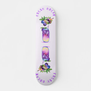 Fresh Blueberry Juice Cool Drink - Summer Party Skateboard