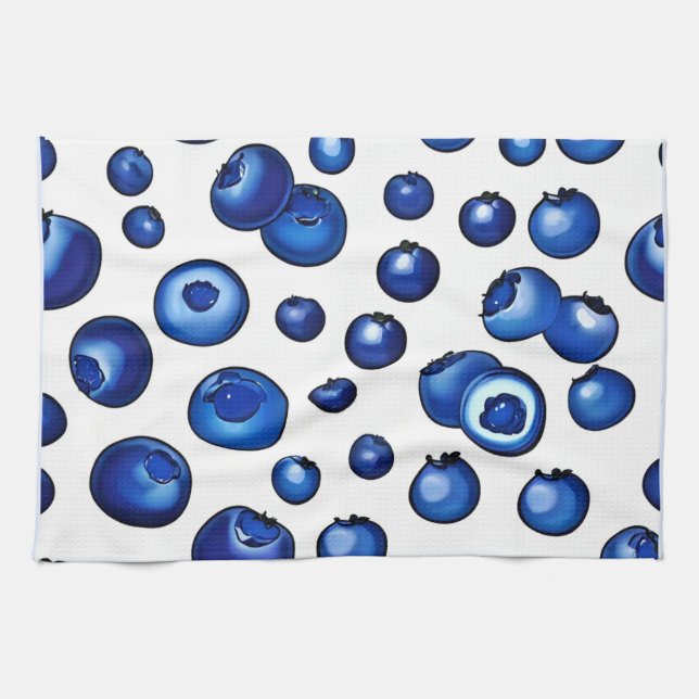 Fresh Blueberry Pattern Tea Towel (Horizontal)