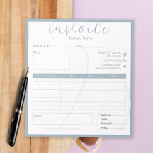 Fresh boho blue easy small business invoice