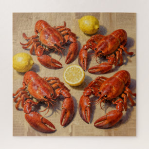 Fresh Boiled Lobster Lemon Newspaper Feast Jigsaw Puzzle