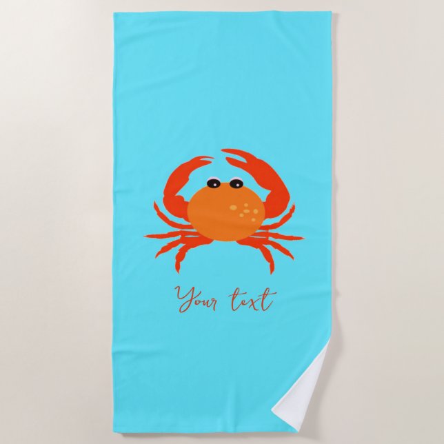 Fresh bold simple clean crab custom beach beach towel (Front)