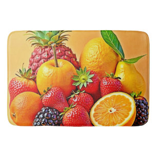 Fresh Bounty: Vibrant Fruit Harvest Design  Bath Mat