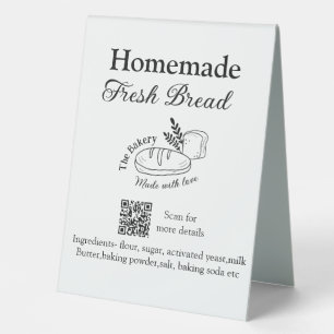 Fresh bread bakery add name ingredients Q r code h