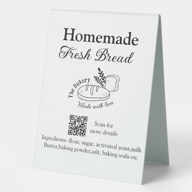 Fresh bread bakery add name ingredients Q r code h (Front)