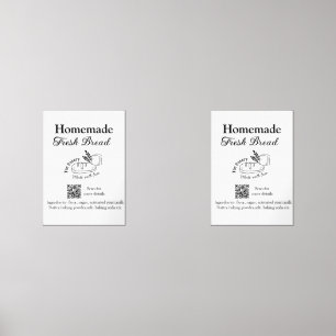 Fresh bread bakery add name ingredients Q r code h