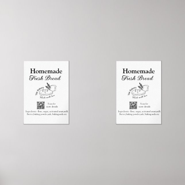 Fresh bread bakery add name ingredients Q r code h (Front)