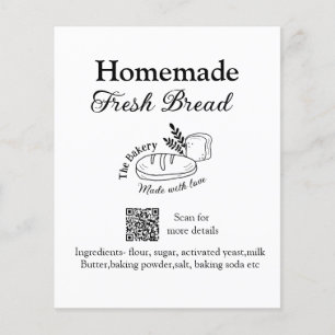 Fresh bread bakery add name ingredients Q r code h
