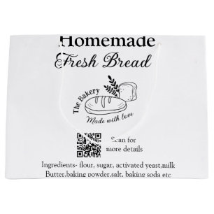 Fresh bread bakery add name ingredients Q r code h Large Gift Bag