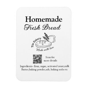 Fresh bread bakery add name ingredients Q r code h Magnet