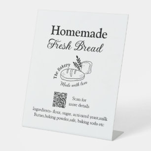 Fresh bread bakery add name ingredients Q r code h Pedestal Sign
