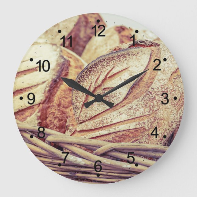 Fresh Bread Basket Round  Large Clock (Front)