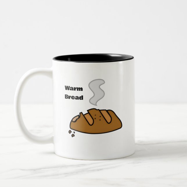 Fresh Bread Cute Bakery Illustration | Bread Lover Two-Tone Coffee Mug (Left)