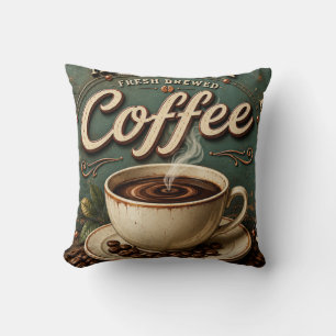 Fresh Brewed Coffee Rustic Farmhouse Cushion