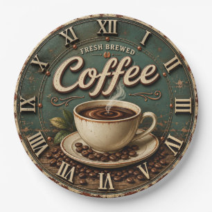 Fresh Brewed Coffee Rustic Farmhouse Paper Plate