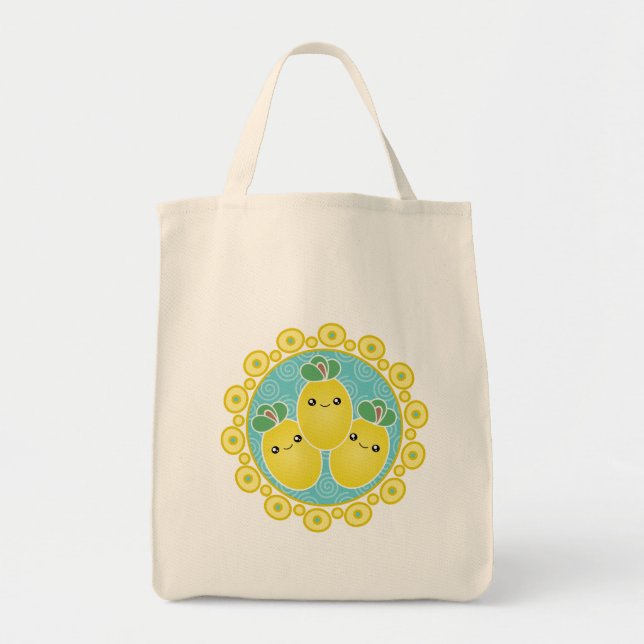 Fresh Bunch Of Lemons Kawaii Tote Bag (Front)