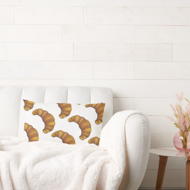 Fresh Buttery Croissants Baked Goods French Pastry Lumbar Cushion (Couch)