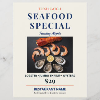Fresh Catch Navy Blue Seafood Restaurant Special Flyer