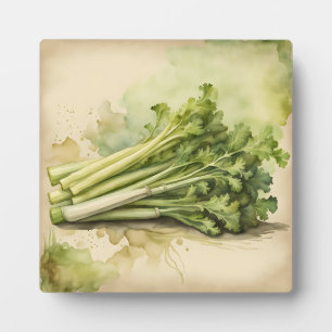 Fresh Celery Bunch Watercolor Plaque