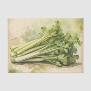 Fresh Celery Bunch Watercolor Tissue Paper