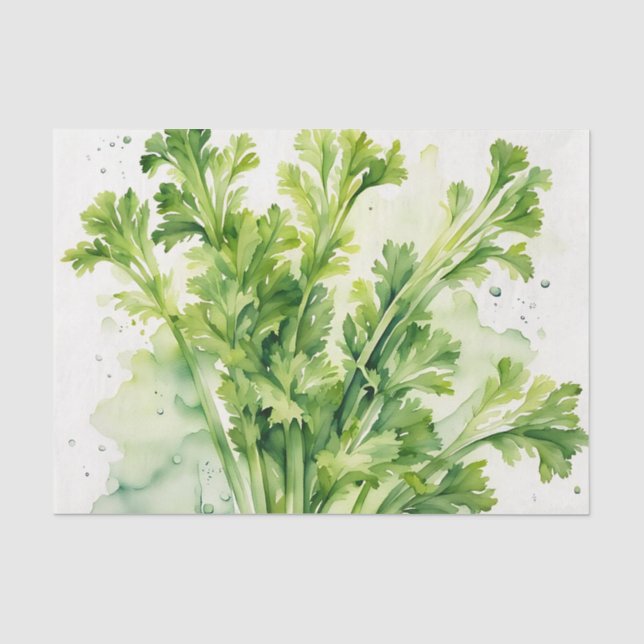 Fresh Celery Stalk Watercolor Botanical Tissue Paper (Front)