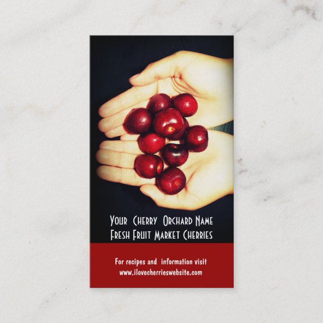 Fresh Cherries! Cherry Orchard Fruit Growers Business Card (Front)