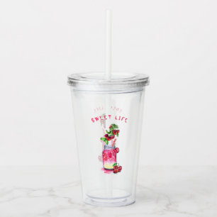 Fresh Cherries Drink Acrylic Tumbler - Custom Text