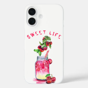 Fresh Cherry Drink iPhone Case - Custom Text