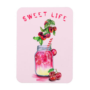 Fresh Cherry Drink Magnet - Custom Text