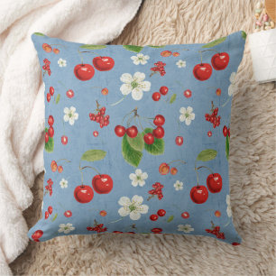 Fresh Cherry Harvest & Blossom Pattern Cushion