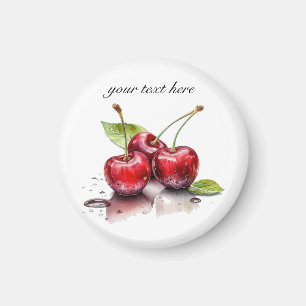 Fresh Cherry Trio in Watercolor, custom Magnet