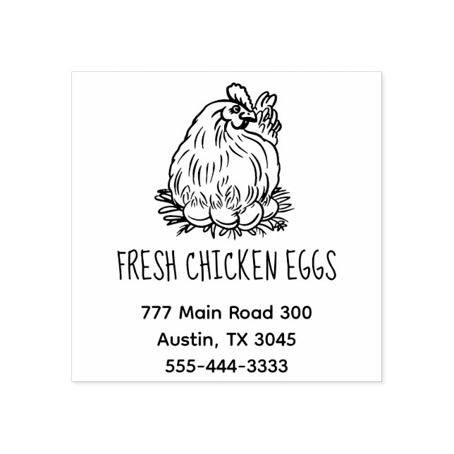 Fresh Chicken Eggs Return Address Telephone Rubber Stamp (Imprint)