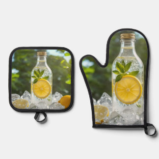Fresh Chilled Lemon in a Bottle Oven Mitt & Pot Holder Set
