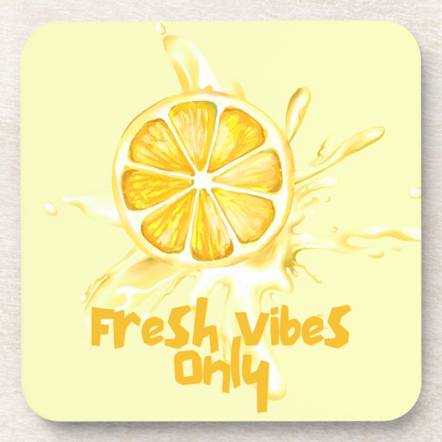 Fresh Citrus Coaster Set- Lemon Design (Front)