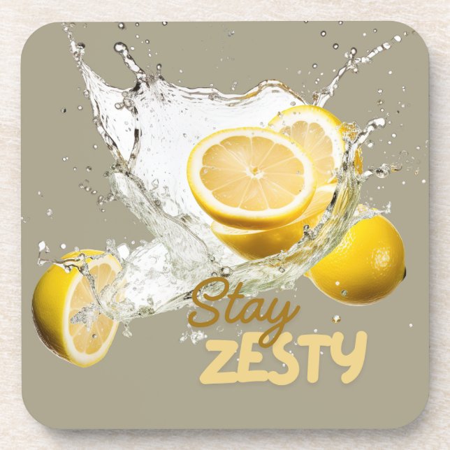 Fresh Citrus Coaster Set- Lemon Design (Front)